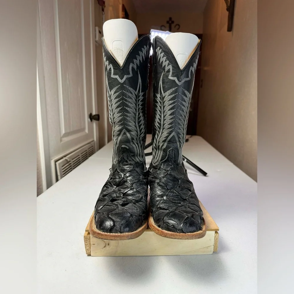 LUCCHESE CLASSIC Pirarucu Fish Made in USA Women boots Size 7 Extremely rare - Picture 14 of 14